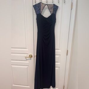 Ralph Lauren Navy Maxi Dress with Lace Accents